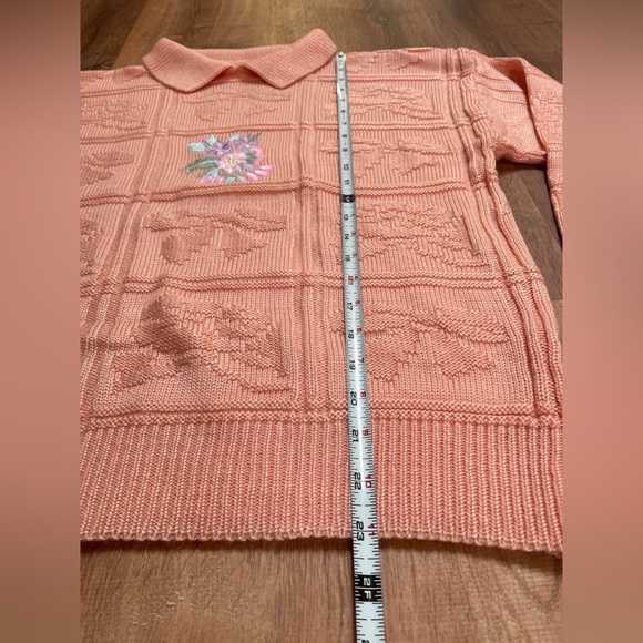 VTG 80s Avon Fashions Kawaii Collar Sweater Pink Floral‎ Embroidered Retro - Picture 9 of 10